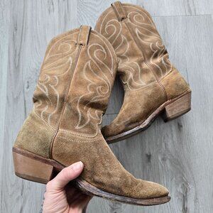vintage | tan brown leather made in USA festival cowboy boots | WMS 7.5